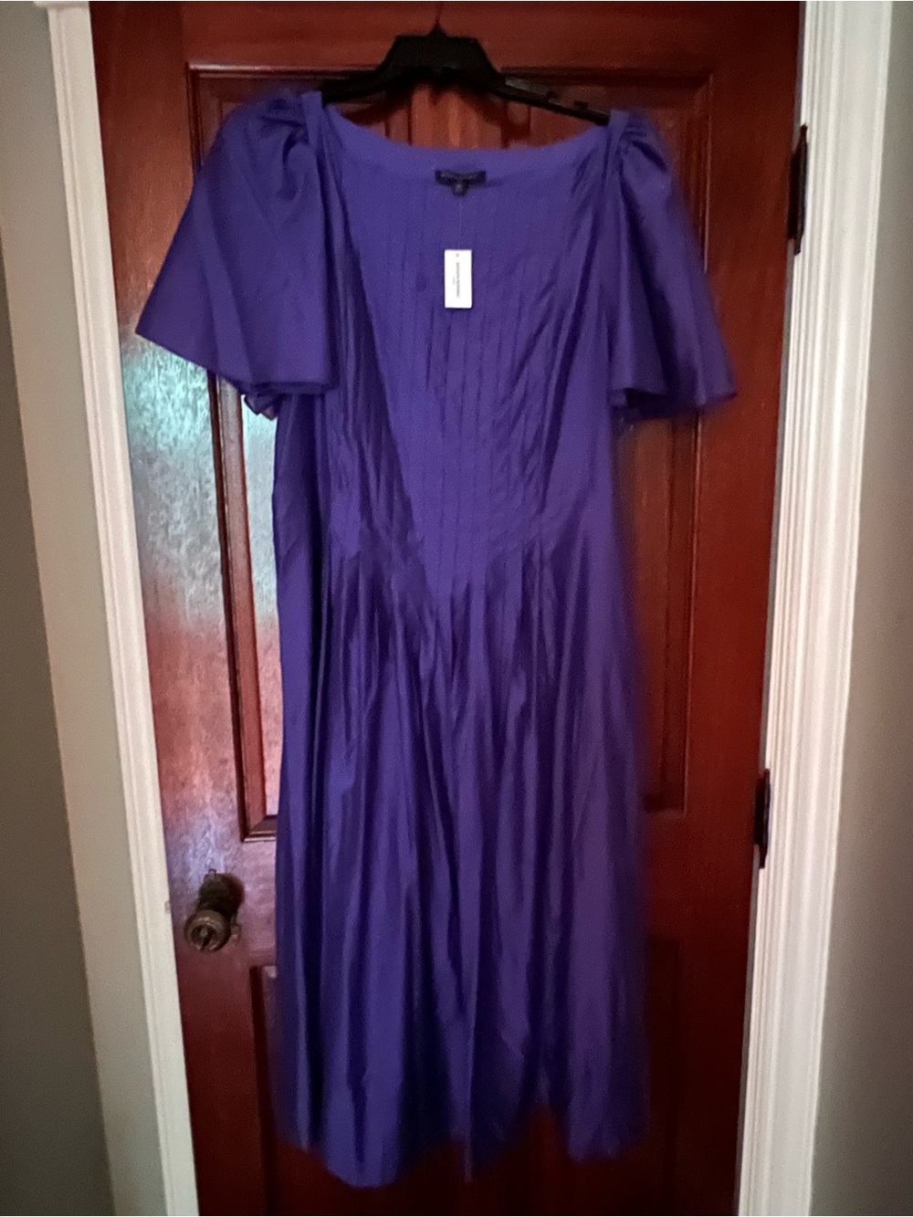 Banana Republic Purple Midi Dress with Flutter Sleeves